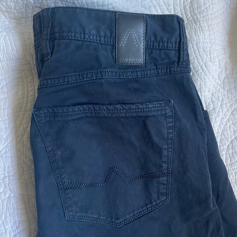 Alberto Pima cotton pants in navy.  Zip fly/button